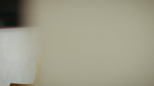 Businesswoman types on laptop during a video call in office