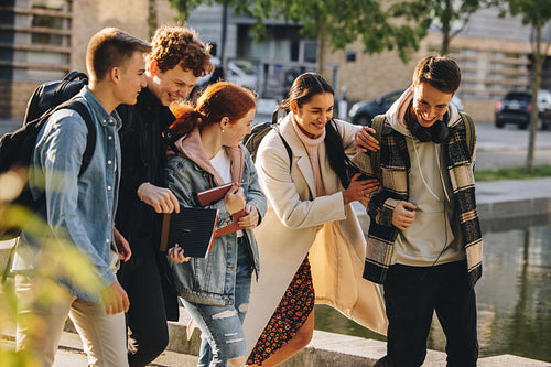 Students having fun in university campus