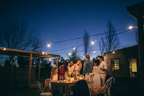 Friends making big party in the night