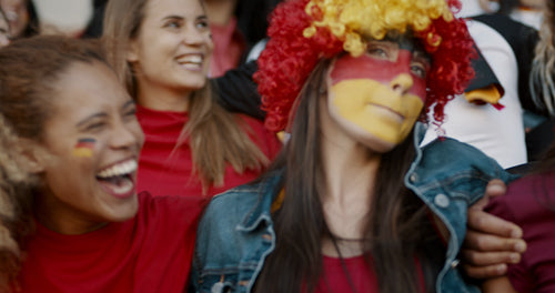German soccer supporters singing together in stadium