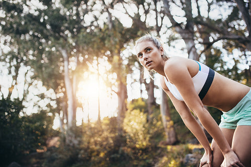 Woman working out in a park
