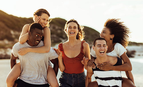 Happy friends on a beach vacation