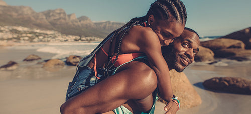 Romantic young couple on beach vacation