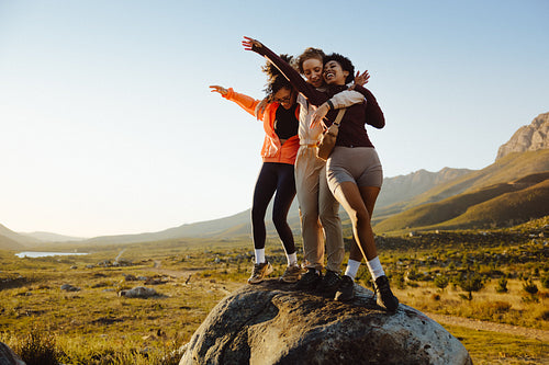 Group of friends hiking together