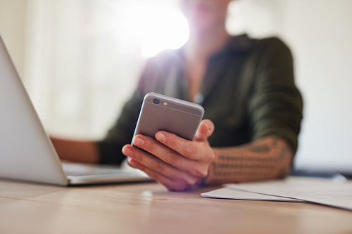Smart phone in hand of a woman