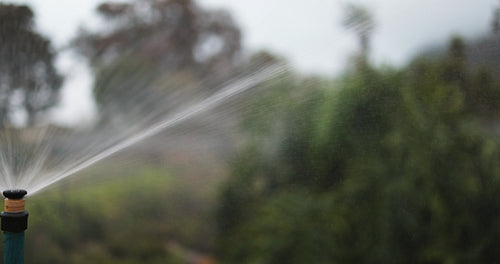 Automatic sprinkler spraying over an agricultural field