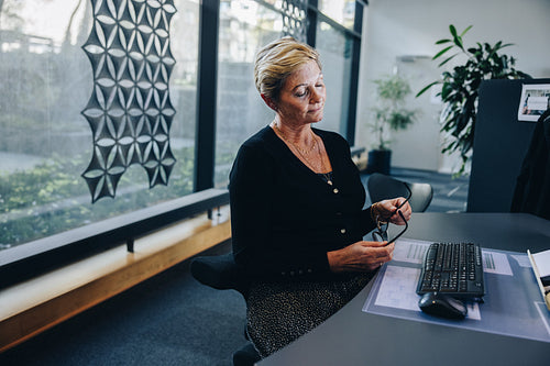 Female professional taking a break from work