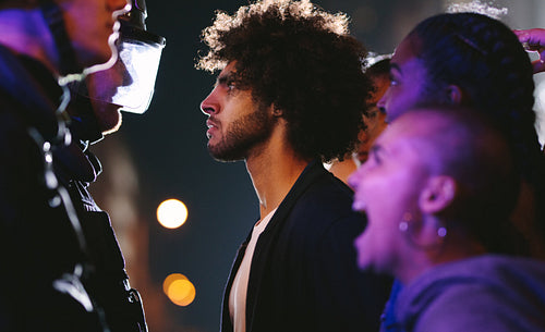 Angry activists protesting against police violence