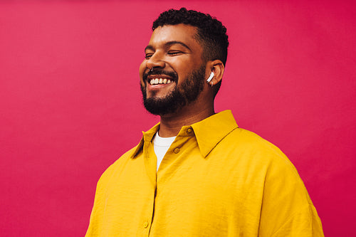 Man listening to his favourite podcast