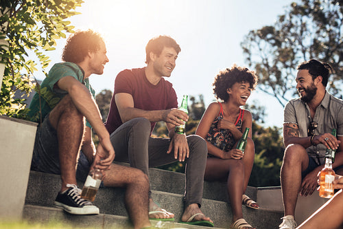 Young friends having a party outside