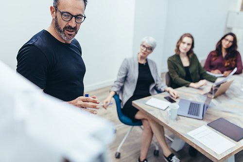 Entrepreneur doing presentation in meeting room
