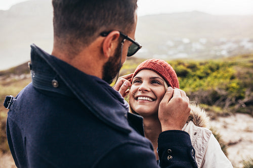 Couple having quality time on winter vacation