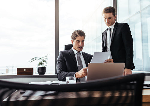 Corporate professionals over viewing documents