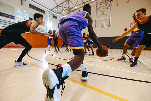 Player breaks through defense with speed