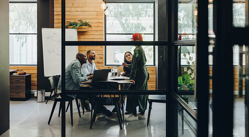 Multiethnic businesspeople having a meeting in a creative office
