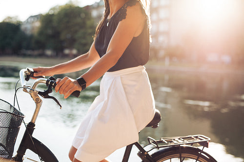 Female riding her bicycle