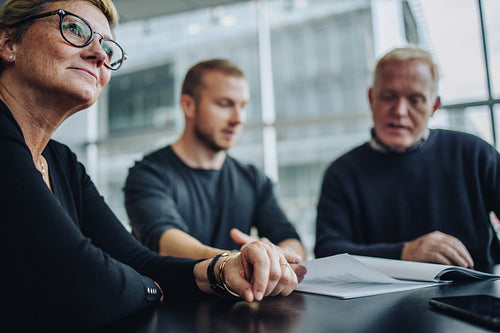 Businesspeople during a meeting in office