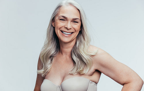 Attractive senior female model in lingerie