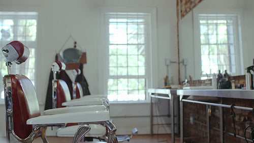 Interior of retro styled barber shop