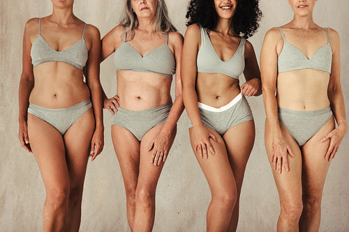 Four natural female bodies of all ages