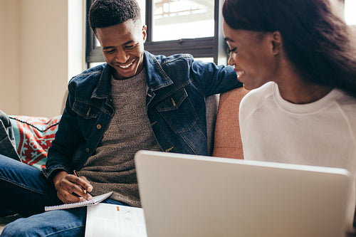 Students studying together in college campus