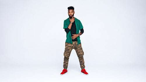 African man looking at camera