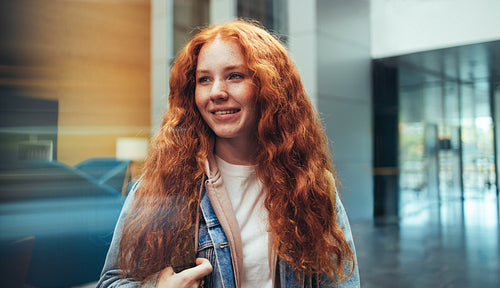 Young woman in college campus