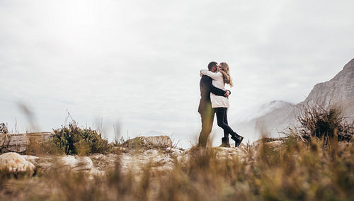 Romantic young couple on beach vacation