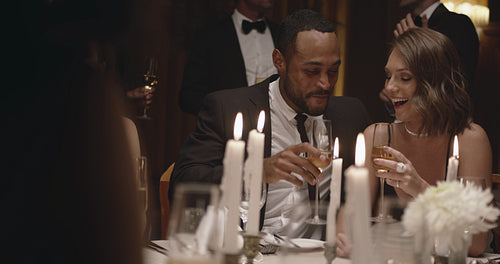 Romantic couple at dinner party