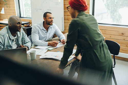 Business professionals having a meeting in a creative office