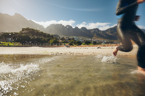 Triathlete preparing for competition