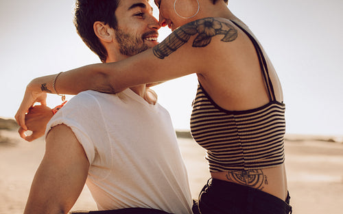 Young couple in love outdoor