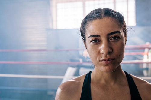 Female boxer at the boxing studio