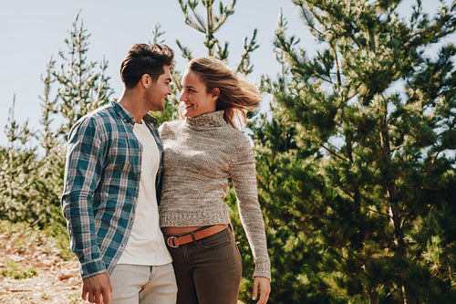 Couple in love on hiking