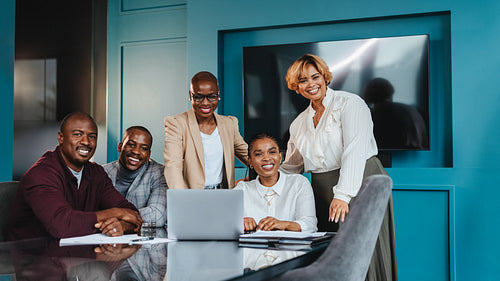 Collaboration and success in a business meeting with colleagues