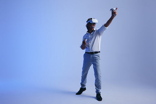 Businessman doing a presentation in cyberspace