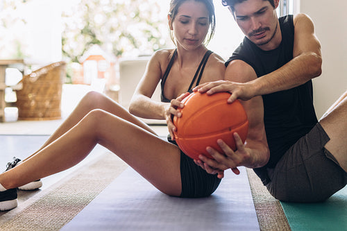 Couple exercising together