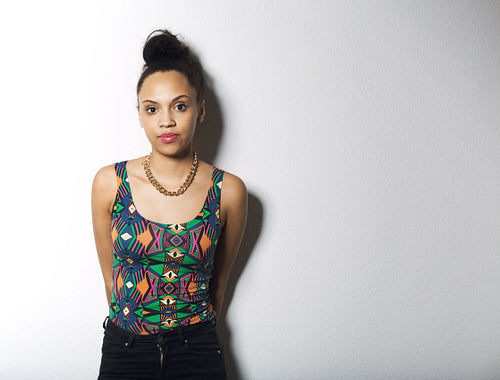 Beautiful young woman posing in casual wear