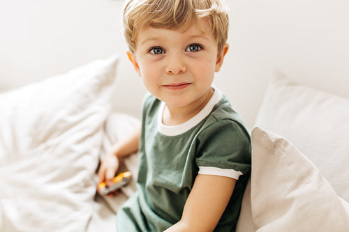 Cute boy with grey eyes