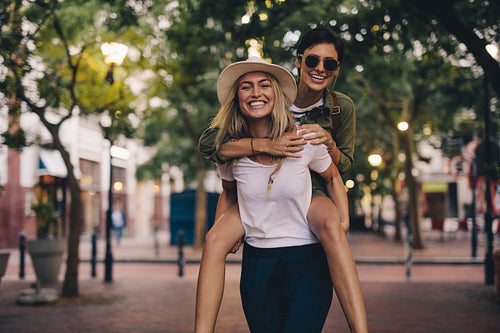 Beautiful friends having fun outdoors