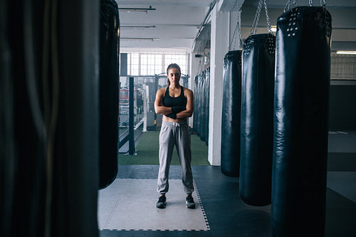 Female boxer at the boxing studio