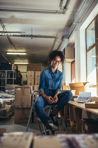 Online business owner at her office