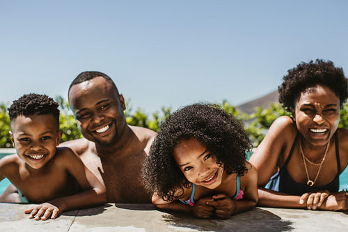 Family in a swimming pool