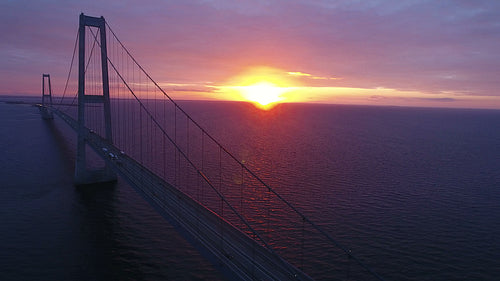 Suspension bridge on sea in Denmark