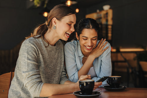 Female friends meeting in a cafe