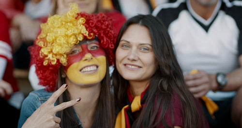 Devoted supporters of a German soccer team in stadium