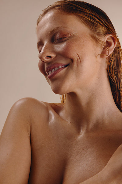 Beauty, skincare and wellness portrait of a smiling woman