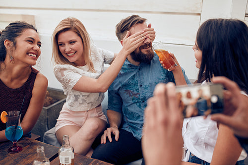 Friends having fun at party