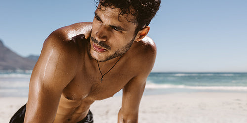 Man doing intense training outdoors