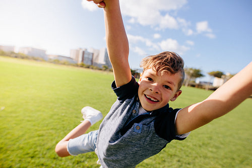 Boy enjoying in park